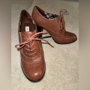Brown Oxford Lace Up Heels